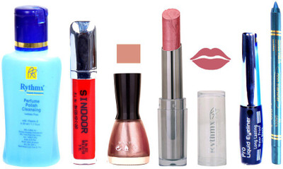 

Rythmx Lipstick And Nail Polish + Eyliner + Sindoor + Remover + Kajal Makeup Combo Pack(Set of 6)