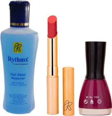 

Rythmx RythmX Orange Lipstick +Nail Polish Combo 2206201654(Set of 3)
