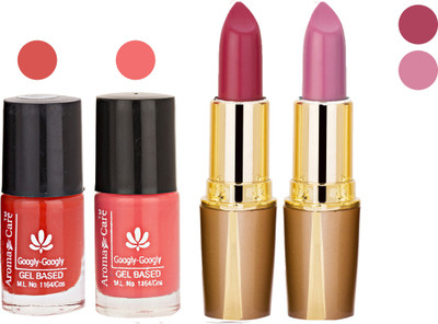 

Aroma Care Orange Nail Polish + Purple Lipstick Combo 29072016103(Set of 4)