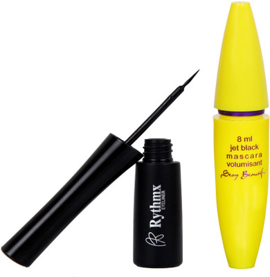 

Rythmx Glossy Liquid Zed Black Eye Liner, Water Proof Mascara, Pack of 2 Makeup Set(Set of 2)