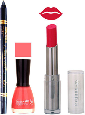 

Rythmx Lipstick , Nail Polish And Stay On Black Kajal Makeup Combo 1077(Set of 3)