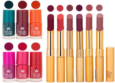 

Aroma Care Famous Combo of Nail Polish with Rythm Long Lasting Lipstick Sets 183201842(Set of 12)