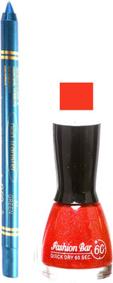 

Fashion Bar Glitter Red Nail Polish With Pro Non Transfer Turquoise Blue Kajal 105(Set of 2)