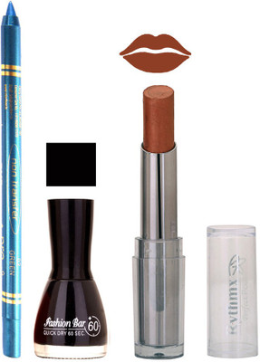 

Rythmx Lipstick , Nail Polish And Turquoise Blue Kajal Makeup Combo 1096(Set of 3)
