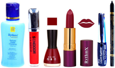 

Rythmx Lipstick ,Remover, Sindoor, Nail Polish,EyeLiner,Black Kajal, Makeup kit Combo 12082(Set of 6)