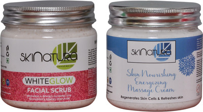 Skinatura WHITE GLOW FACIAL SCRUB & SKIN NOURISHING MASSAGE CREAM (Pack of 2)(Set of 2)