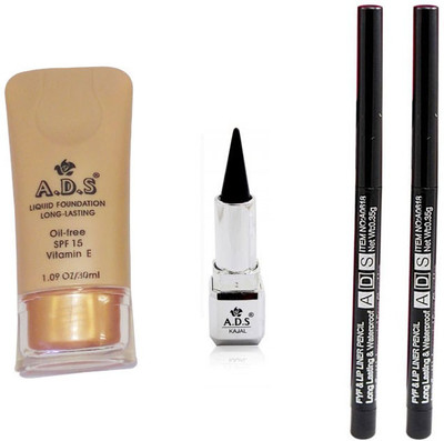 

ADS Liquid Foundation / Lip Liner / Kajal(Set of 4)