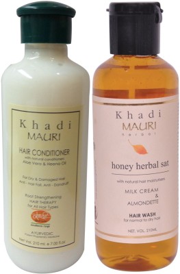 

Khadi Mauri Honey Shampoo & Herbal Hair Conditioner Combo Pack of 2 Ayurvedic Natural 210 ml each(Set of 2)