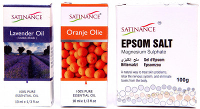 

Satinance Lavender+Orange Oil 10 ml+ Epsom Salt 100gm(Set of 3)