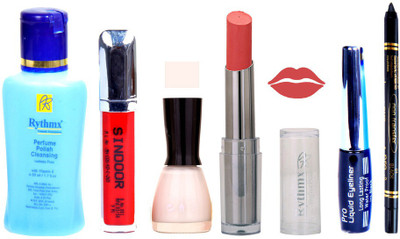 

Rythmx Lipstick And Nail Polish + Eyliner + Sindoor + Remover + Kajal Makeup Combo Pack(Set of 6)