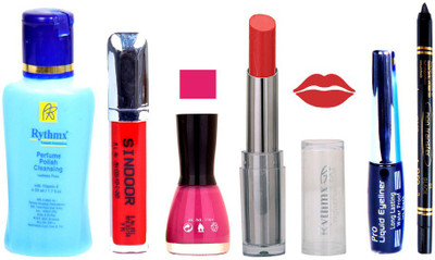 

Rythmx Lipstick And Nail Polish + Eyliner + Sindoor + Remover + Kajal Makeup Combo Pack(Set of 6)