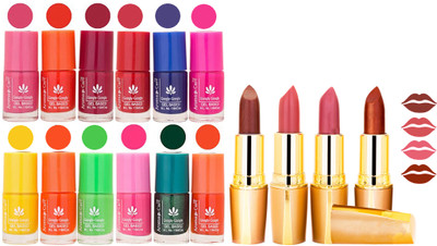 Aroma Care Lot of 12-piece Surprise Nail Polish Set and Rythm Lipsticks Combo 54(Set of 16)