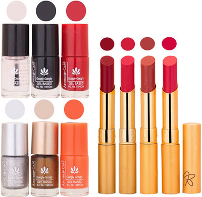 

Aroma Care Super Saver Pack : Quick Dry Nail Polish and Rythm Creamy Matte Long Lasting Lipstick Combo 09(Set of 10)