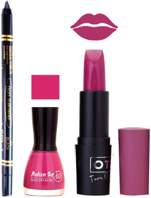 

Fashion Bar Nail Polish , OTG Lipstick , Black Kajal Combo 64(Set of 3)