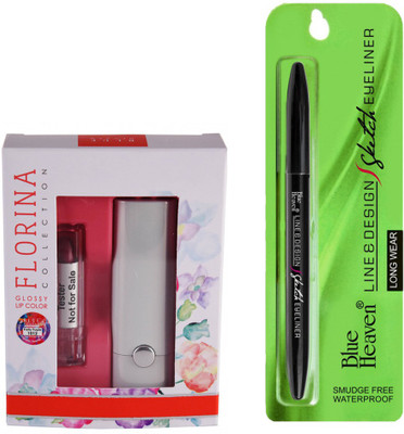 

Blue Heaven Florina Glossy Lipstick (Pretty Purple) & Line Design Sketch Eyeliner(Set of 2)