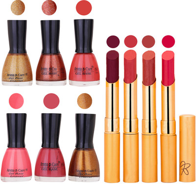 

Aroma Care Candi Bottle Nail Polish Combo with Rytm Popular Lipstick Combo Set-16(Set of 10)