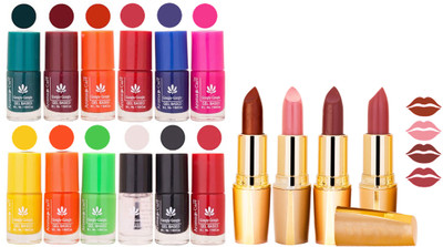 Aroma Care Lot of 12-piece Surprise Nail Polish Set and Rythm Lipsticks Combo 81(Set of 16)