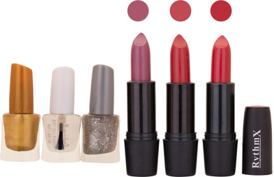 

Rythmx NEW NEON IMPORTANT NAIL POLISHES AND BLACK LIPSTICKS COMBO 064(Set of 6)