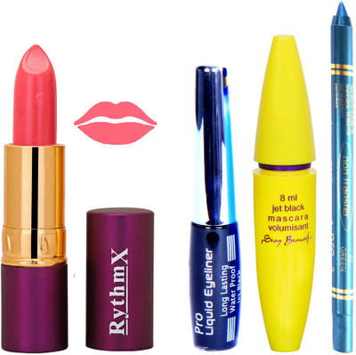 

Rythmx Lipstick ,Black Eyeliner,Kajal, Jet Mascara Makeup Combo Pack(Set of 4)