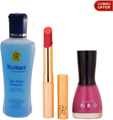 

Rythmx RythmX Orange Lipstick +Nail Polish Combo 2206201655(Set of 3)