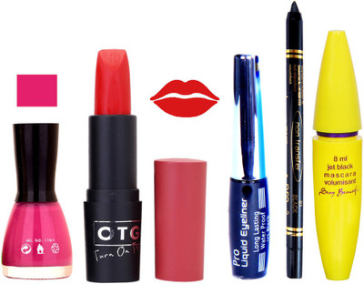 

Rythmx Lipstick, Nail Polish, Eyeliner,Black Kajal Makeup Combo Kit 1325(Set of 5)