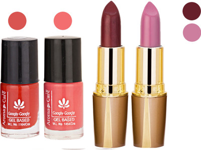 

Aroma Care Orange Nail Polish + Brown Lipstick Combo 2907201619(Set of 4)