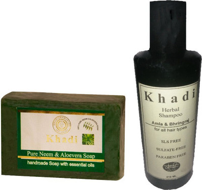 

khadikhazana AMLA BHRIGRAJ SHAMPOO & ALOEVERA NEEM SOAP(Set of)