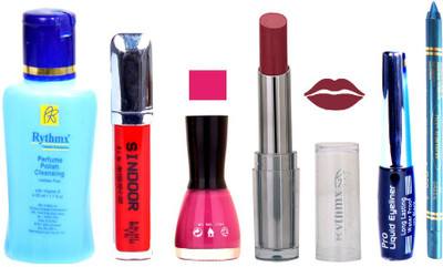 

Rythmx Lipstick And Nail Polish + Eyliner + Sindoor + Remover + Kajal Makeup Combo Pack(Set of 6)