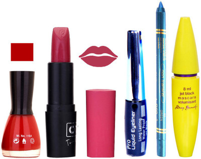 

Rythmx Lipstick, Nail Polish, Eyeliner,Turqoise Blue Kajal Makeup Combo Kit 1262(Set of 5)