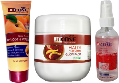 

Jocose Face Pack Haldi Chandan & Skin Toner Rose & Scrub Fruit Tube(Set of 3)