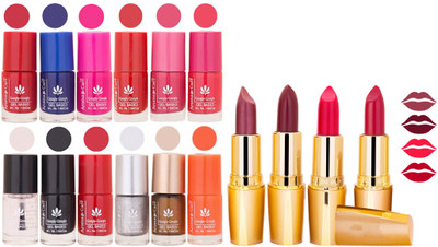 

Aroma Care Gel Nail Polish Set Quick Dry, Long Lasting and Creamy Matte Lipstick Combo 112(Set of 16)