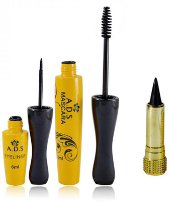 ADS Waterproof Eyeliner / Mascara with Black Kajal(Set of 3)