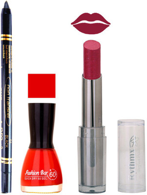 

Rythmx Lipstick , Nail Polish And Stay On Black Kajal Makeup Combo 998(Set of 3)