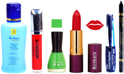 

Rythmx Lipstick ,Remover, Sindoor, Nail Polish,EyeLiner,Black Kajal, Makeup kit Combo 12117(Set of 6)