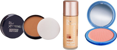 

Blue Heaven Xpression Pan Cake (73), Oil Free Foundation (Cream Beige) & Silk On Face Compact (PINK) Combo.(Set of 3)