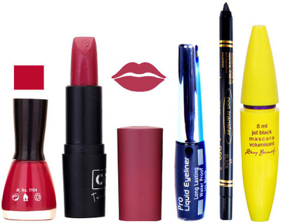 

Rythmx Lipstick, Nail Polish, Eyeliner,Black Kajal Makeup Combo Kit 1330(Set of 5)