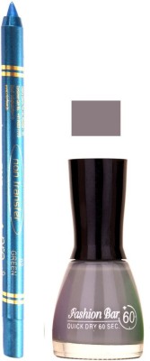 Flipkart - Fashion Bar Grey Nail Polish With Pro Non Transfer Turquoise Blue Kajal 94(Set of 2)