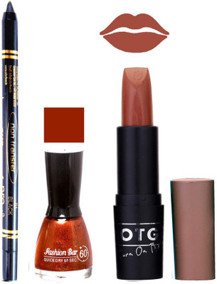 

Fashion Bar Nail Polish , OTG Lipstick , Black Kajal Combo 83(Set of 3)