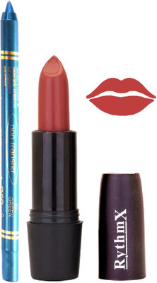 

Rythmx Redish Brown Shades Lipstick And Pro Non Transfer Blue Kajal 2885(Set of 2)
