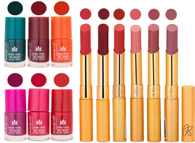 

Aroma Care Famous Combo of Nail Polish with Rythm Long Lasting Lipstick Sets 183201809(Set of 12)