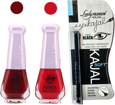 

Lady Fashion Nail Polish And Kajal Combo(Set of 3)