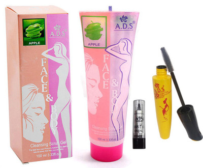 

ADS Cleansing Apple scrub gel / Kajal With Mascara(Set of 3)