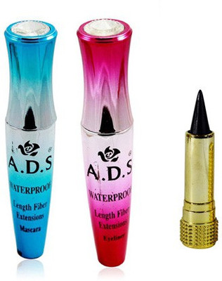 

ADS Waterproof Eyeliner / Mascara with Black Kajal(Set of 3)