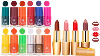 

Aroma Care Lot of 12-piece Surprise Nail Polish Set and Rythm Lipsticks Combo 101(Set of 16)