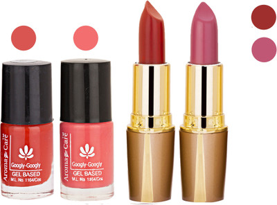 

Aroma Care Orange Nail Polish + Maroon Lipstick Combo 2907201655(Set of 4)