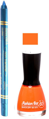 

Fashion Bar Peaches Orange Nail Polish With Pro Non Transfer Turquoise Blue Kajal 109(Set of 2)