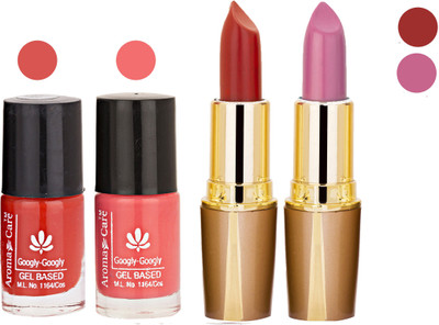 

Aroma Care Orange Nail Polish + Maroon Lipstick Combo 2907201667(Set of 4)