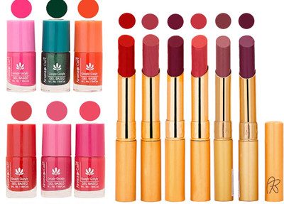 

Aroma Care Perfect Combo of Nail Polish and Rythm Lipstick Popular Shades in Wholesale Rate 2332017112(Set of 12)