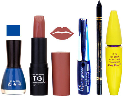 

Rythmx Lipstick, Nail Polish, Eyeliner,Black Kajal Makeup Combo Kit 1310(Set of 5)