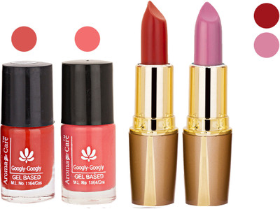 

Aroma Care Orange Nail Polish + Maroon Lipstick Combo 29072016107(Set of 4)